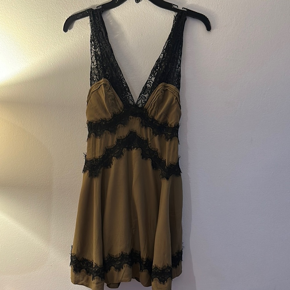 Urban Outfitters Olive and Black Mini Dress -Preloved